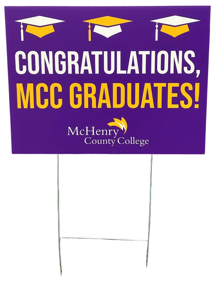Coroplast graduation yard sign with H-stake